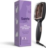 Sanfe Selfly Stunner Hair Straightening Hot Brush With Triple Bristles Sleek Design HRBGFQUARQYG6Q9X Hair Straightener Brush (Black)