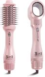 Ikonic Professional Hot Air Brush for Women One Step Hair Dryer Volumizer and Hair Straightener 3 in 1 Hair Styler (Pink)