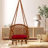 Patiofy D Shape Swing for Adults & Kids, Jhula Indoor, Wooden Swing Chair, Hammock Swing Cotton Large Swing (Brown, Red, DIY(Do-It-Yourself))