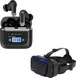 Elevea Combo C1008 Smart LCD Display Earbud & 3D VR Glasses Headset - 15 Years Warranty Bluetooth (Black, In the Ear)