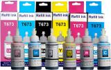 vavia Ink Compatible For Epson L801 , L805 , L1800 , L800 , L810 , L850, L1300 , L605 Black + Tri Color Combo Pack Ink Bottle