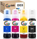 ASV Refill ink for 003 For L3110, L3150, L3116, L3156, L5190 Ink Tank Printers Black + Tri Color Combo Pack Ink Bottle