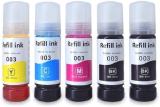 vavia Ink Refill for 001,003,L3200,L3210,L3211,L3215,L3216,L3250,L3252 Black + Tri Color Combo Pack Ink Bottle