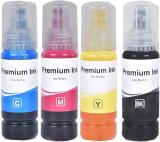 R C Print 003/001 Ink for Epson L3110,L3150,L3250,L3152, L3210 Printer-(C/M/Y/k - 70gm x4) Black + Tri Color Combo Pack Ink Bottle