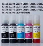 ASV 001/ 003 Ink for Epson L3110, L3150, L3250, ,L3116,L3101,L3210,L3215,L3216 Black + Tri Color Combo Pack Ink Bottle