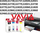 vavia refill Ink for G1020,G2020,G2021,G2060,G3020,G2021,G3060 PRINTER Black + Tri Color Combo Pack Ink Bottle