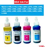 HYNEAR T664 70 ml for L360/L350/L380/L100/L200/L565/L555/L130/L1300 Black + Tri Color Combo Pack Ink Bottle