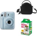 FUJIFILM Instax mini 12 Instant Film Camera with Black shell bag and 20 Shots film Instant Camera (Blue)