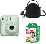 FUJIFILM Instax mini 12 Mint Green with Black shell bag and 20 Shots film Instant Camera (Green)