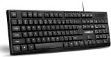 Frontech Wired Keyboard |Membrane 104 Keys| Super Slim Design | USB Plug & Play (KB-0046) Wired USB Desktop Keyboard (Black)