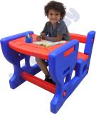 HOP N PLAY Scholar Bench Study Table Chair Single Seater, Picnic Table for Kids 2-6 Years Plastic Desk Chair (Finish Color - Blue & Red, Knock Down)