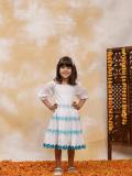 BUDDING BEES Girls Midi/Knee Length Casual Dress (White, 3/4 Sleeve)