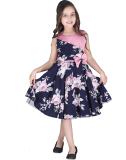 Cutecumber Girls Midi/Knee Length Party Dress (Dark Blue, Sleeveless)