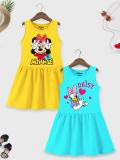 YK Disney Girls Midi/Knee Length Casual Dress (Multicolor, Sleeveless)