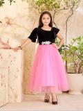 Aarika Indi Girls Calf Length Party Dress (Pink, Fashion Sleeve)