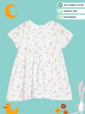 YK Organic Baby Girls Midi/Knee Length Casual Dress (White, Short Sleeve)