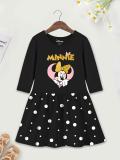 YK Disney Girls Midi/Knee Length Casual Dress (Black, Full Sleeve)