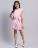 MONTE CARLO Girls Above Knee Casual Dress (Pink, Cap Sleeve)