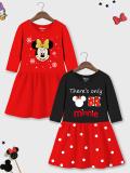 YK Disney Girls Midi/Knee Length Casual Dress (Multicolor, 3/4 Sleeve)