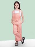 naughty ninos Dungaree For Girls Casual Solid Pure Cotton (Pink, Pack of 1)