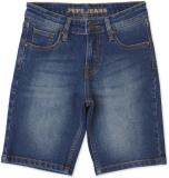 Pepe Jeans Short For Boys Casual Dyed/Washed Cotton Blend (Blue, Pack of 1)