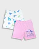 Yk Short For Girls Casual Printed Pure Cotton (White, Pack of 2)