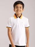 INDIAN TERRAIN Boys Solid Pure Cotton Regular T Shirt (White, Pack of 1)