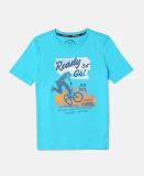 JOCKEY Boys Printed Pure Cotton Regular T Shirt (Blue, Pack of 1)