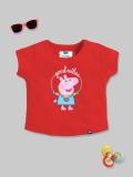 YK X Minute Mirth Girls Printed Cotton Blend Regular T Shirt (Red, Pack of 1)