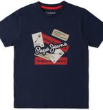 Pepe Jeans Boys Printed Pure Cotton Regular T Shirt (Blue, Pack of 1)