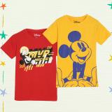 DISNEY BY MISS & CHIEF Boys Printed Pure Cotton Regular T Shirt (Red, Pack of 2)