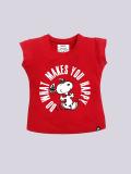 YK X Minute Mirth Girls Printed Pure Cotton Regular T Shirt (Red, Pack of 1)