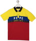 Pepe Jeans Boys Colorblock Pure Cotton Regular T Shirt (Multicolor, Pack of 1)