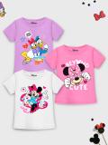 YK Disney Girls Cartoon Cotton Blend Regular T Shirt (Multicolor, Pack of 3)