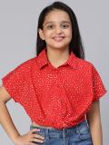 OXOLLOXO Girls Casual Polyester Shirt Style Top (Red, Pack of 1)