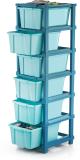 PALAK 6 Plastic Modular Drawer System for Home, Office, Hospital, Parlor, Doctors Plastic Free Standing Chest of Drawers (Finish Color - Blue, Door Type- Hinged, Pre-assembled)