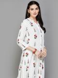 MELANGE Women Printed A-line Kurta (White)