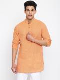 Fabindia Men Striped Straight Kurta (Orange)