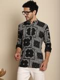 ANOUK Men Printed Straight Kurta (Black)