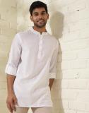 Fabindia Men Solid Straight Kurta (White)