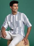 Sangria Men Self Design A-line Kurta (White)