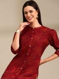 ANOUK Women Printed Straight Kurta (Red)