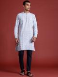 ANOUK Men Woven Design Straight Kurta (Blue)