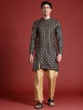 ANOUK Men Printed Straight Kurta (Black)