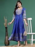 Sangria Women Printed Anarkali Kurta (Blue)