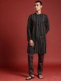 ANOUK Men Printed Straight Kurta (Black)