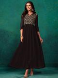 Sangria Women Embroidered Anarkali Kurta (Black)