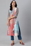 W Women Abstract A-line Kurta (Multicolor)