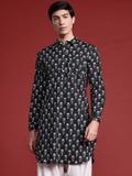 ANOUK Men Printed Straight Kurta (Black)