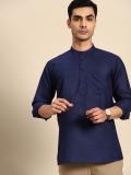 ANOUK Men Solid Straight Kurta (Blue)